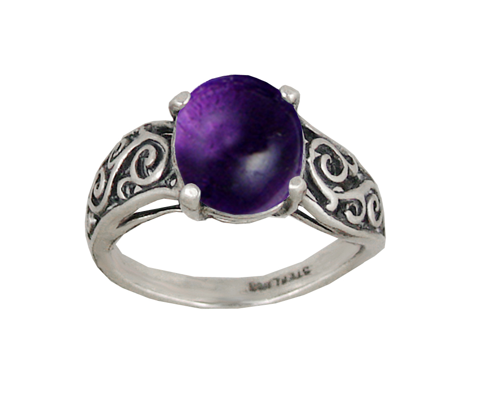 Sterling Silver Filigree Ring With Amethyst Size 5